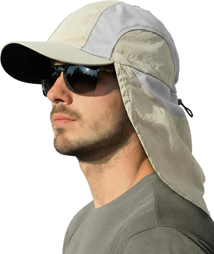 Vista 10 de Sombrero de sol para hombre con malla transpirable sombreros de sol para hombres sombrero de pesca Beige claro