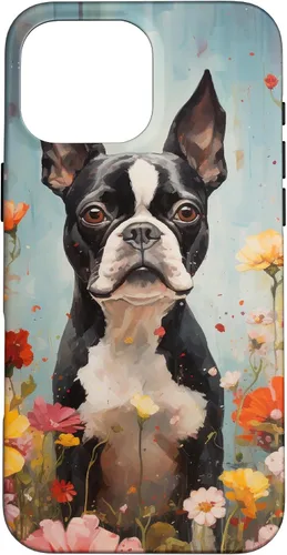 Vista 19 de Boston Terrier in Flower Garden Dog Art Lovers Design Case for iPhone 17