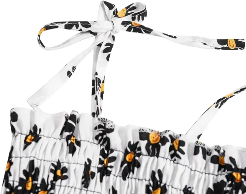 Vista 6 de Vestidos florales para bebés y niñas, sin mangas, con tirantes elásticos, para fiesta de flores, vestido de una pieza, falda de verano