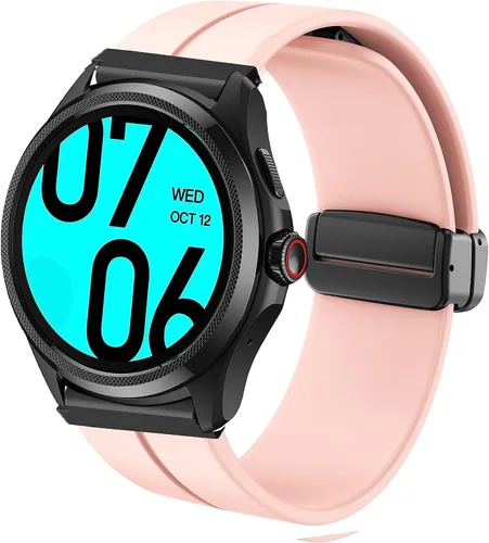 Vista 12 de Lamshaw Compatible con Ticwatch Pro 5 Smartwatch Bands, 0.964 pulgadas de silicona suave hebilla magnética correas de repuesto compatibles con Negro