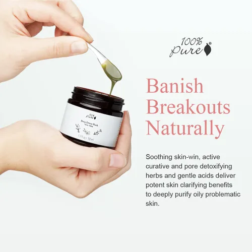 Vista 2 de 100% PURE Máscara facial de desintoxicación profunda de árbol de té y limpieza profunda de poros, cuidado natural de la piel, desatasca