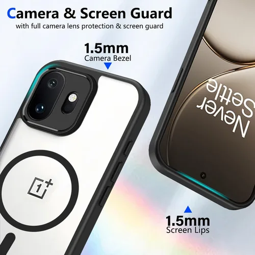 Vista 638 de Funda magnética transparente compatible con Xiaomi 17T, color negro 2 en 1 PC + TPU cubierta de teléfono a prueba de golpes, carcasa protectora