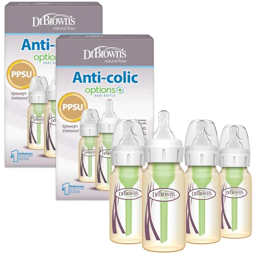Vista 18 de Dr. Brown's Anti-Colic Options+ Biberón estrecho PPSU, 4 onzas, paquete de Ámbar