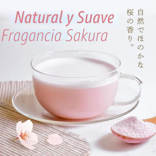 Vista 5 de YAMASAN KYOTO UJI Sakura Latte -Espuma Cremosa y Aromática- Usando Flor de Cerezo Japonesa 100%, Hecho en Japón, Vendido por empresa japonesa, 100g