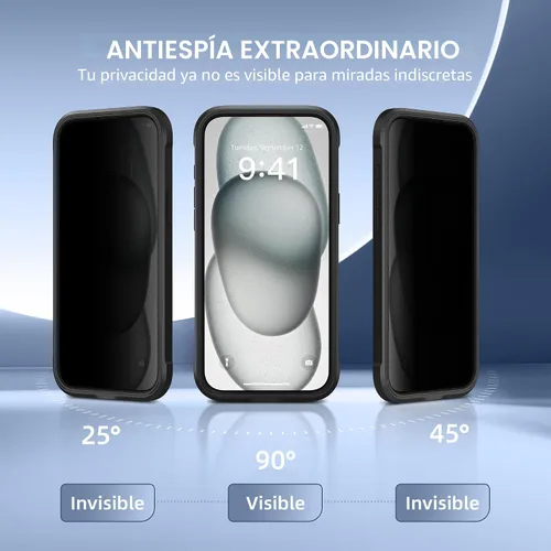 Vista 9 de TIESZEN Funda para iPhone 15, compatible con MagSafe, protector de pantalla de privacidad integrado y protección de cámara, antiespía, cuerpo