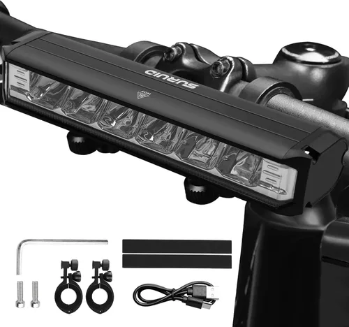 Vista 11 de Suruid Luz LED súper brillante para bicicleta, faro de bicicleta recargable USB, faro de bicicleta impermeable, faro de bicicleta impermeable, luz