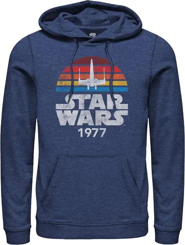 Vista 3 de STAR WARS 1977 - Sudadera con capucha con logotipo Rainbow X-Wing Fighter para hombre Azul marino arcoíris