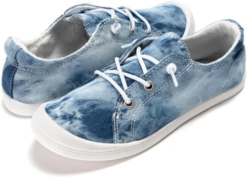 Vista 3 de Funkymonkey Zapatos informales de lona, para mujer, tenis planos, sin cordones y cómodos