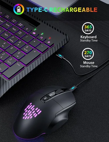 Vista 4 de Combo de teclado y mouse inalámbricos, teclas de tijera Negro