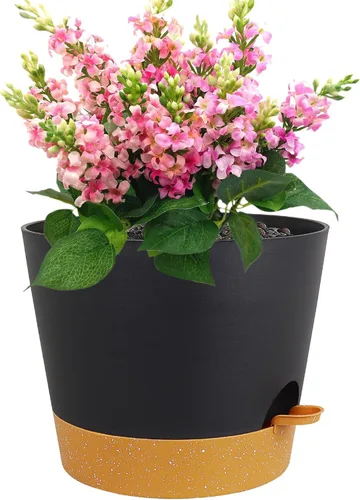 Vista 16 de Meowell Macetas grandes de 12 pulgadas con riego automático para plantas de interior y exterior, macetas para flores con orificios de drenaje