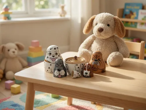 Vista 6 de AEVVV Juego de 6 muñecas anidables para perros, muñecas de anidación Matryoshka con figuras de animales, muñecas de anidación de razas de perros