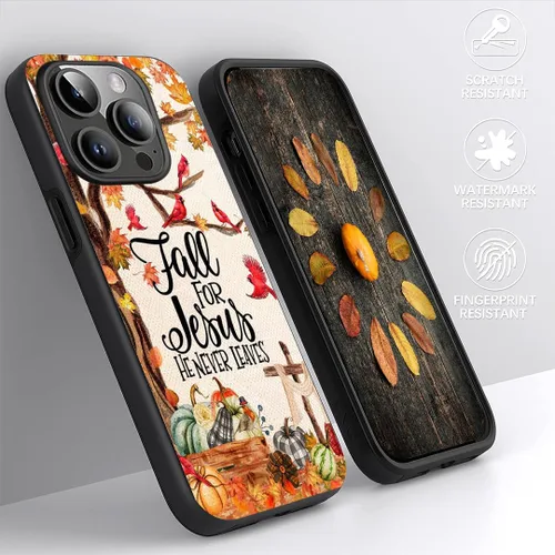 Vista 4 de Fall Tree Fall for Jesus He Never Leaves - Funda para iPhone 16, 15, 14, 13, 12, 11 Pro Max, Galaxy S25, S24, S23, S22, S21, FE, Note 20, Ultra A16