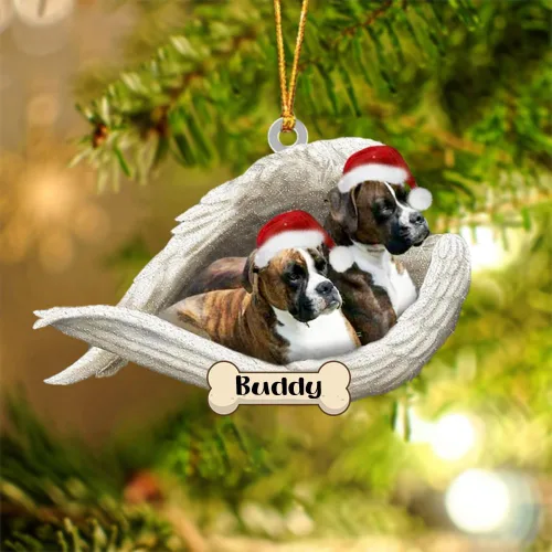 Vista 8 de Afghan Hounds - Adorno de Navidad con alas de ángel durmiente, recuerdo personalizado para perros 2024, adorno de forma acrílica, regalos