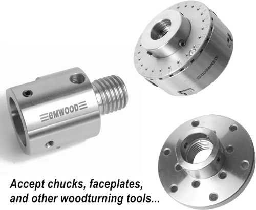 Vista 3 de Adaptador de rosca macho de 1-1/4 "x 8TPI a 1" x 8TPI Macho, para torno de madera con rosca de husillo de 1-1/4 "x8TPI, adaptador de husillo