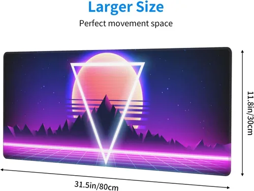 Vista 3 de Alfombrilla de mouse retro Vaporwave para videojuegos, alfombrilla de escritorio fresca Synthwave Neon grande XL larga extendida alfombrilla