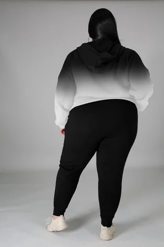 Vista 3 de Tycorwd Conjunto deportivo de dos piezas para mujer, talla grande, conjunto de sudadera de manga larga