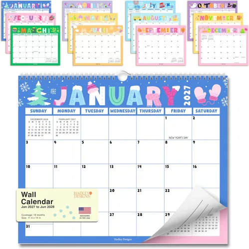 Vista 13 de Calendario de pared 2026 – Calendario de pared grande 2026 para el hogar Tiza colorida 2026-2027