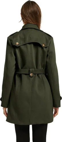 Vista 4 de wantdo - Chaquetón con doble botonadura para mujer, gabardina para invierno de largo medio con cinturón
