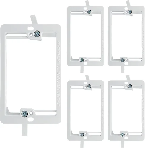 Vista 5 de Caja de soporte de montaje de bajo voltaje de 1 cuadrilla, placa de pared multiusos para paneles de yeso (1 paquete, blanco)
