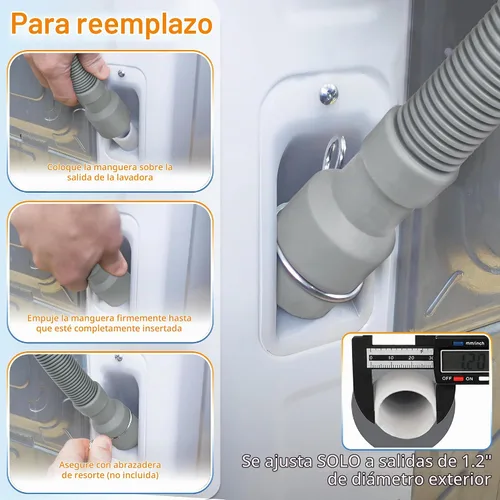 Vista 3 de MyLifeUNIT Manguera de drenaje para lavadora, kit de extensión de manguera de drenaje para lavadora con 1 adaptador de extensión y 2 abrazaderas