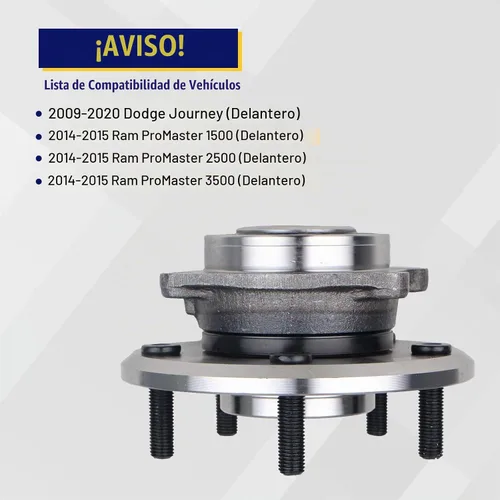 Vista 6 de KUSATEC 513286 Conjunto de 2 piezas de cojinete de rueda delantera y buje Compatible con Dodge Journey 2009-2017, Ram ProMaster 1500 2500 3500