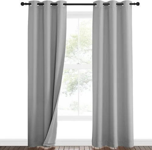 Vista 38 de NICETOWN - Cortinas divisoras con barrera de sonido 100% opacas de 84 pulgadas, cortinas con bloqueo de ruido, calor y frío con forro de tela