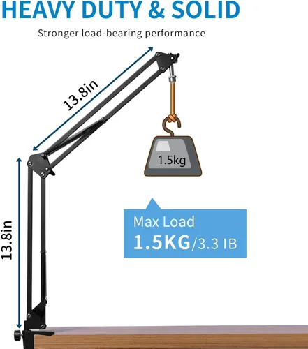 Vista 4 de FEELWORLD AMS1 Brazo de micrófono ajustable, soporte de micrófono con tornillo de 3/8" a 5/8", compatible con PM1 y otros micrófonos para podcast
