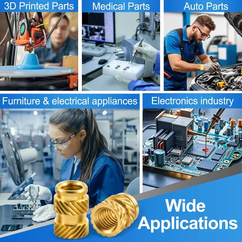 Vista 5 de Juego de 400 piezas de insertos roscados de latón para impresión 3D M2-M6 Kit Insertos moleteados de latón, 400 piezas de 15 tamaños M2-M6 hembra