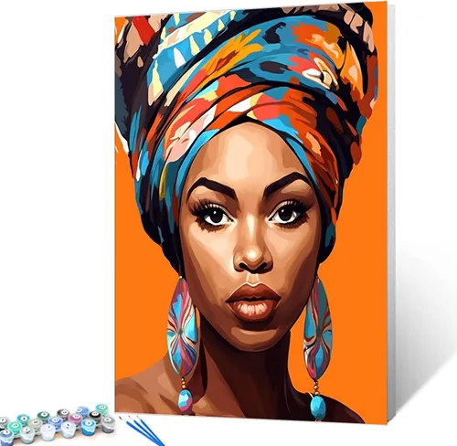 Vista 20 de Tucocoo Kit de pintura africana por números para niñas negras, lienzo de 16 x 20 pulgadas, pintura al óleo para niños, estudiantes, adultos