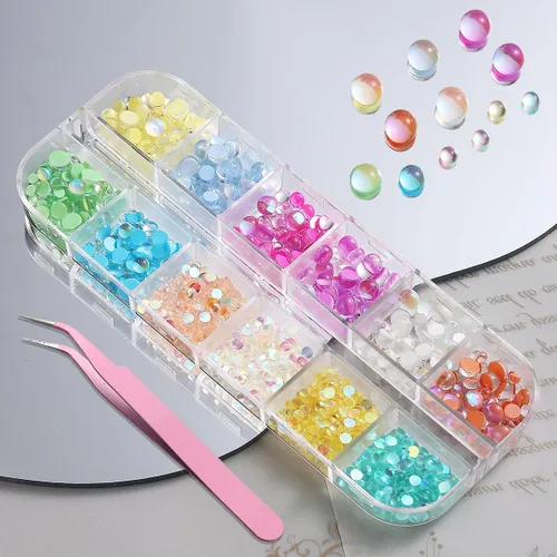 Vista 6 de Fcozpjk 3D Aurora Bubble Nail Beads Mezcla Cristal Sirena Cuentas para Uñas Cuentas de uñas Aurora