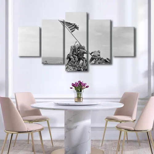 Vista 2 de Arte de pared para sala de estar, imágenes de la bandera estadounidense, impresión en lienzo, arte de pared militar de Estados Unidos de la Segunda
