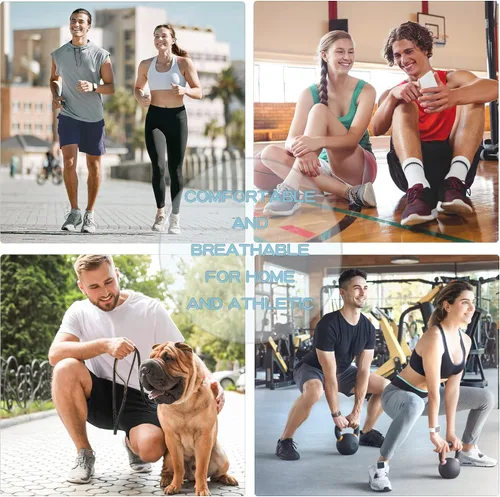 Vista 6 de HEALONG Athletic Lightweight Shorts Men 7" Quick Dry Running Gym Workout Exercise Training Sports Drawstring Zipper Pockets