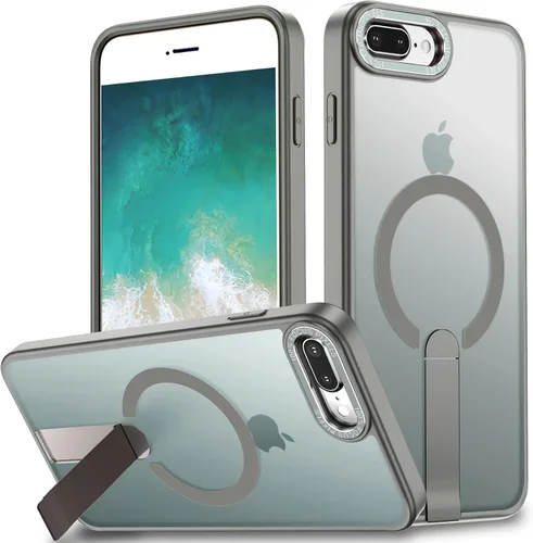 Vista 24 de Funda para iPhone 8 Plus, funda para iPhone 7 Plus, soporte magnético integrado [compatible con Magsafe] Funda protectora translúcida a prueba