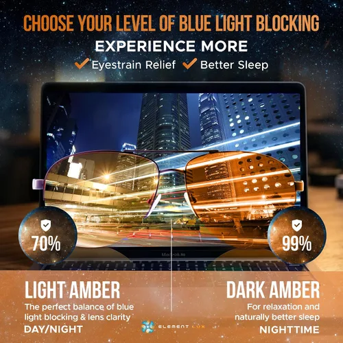 Vista 4 de Blue Light Blocking Glasses Amber Lenses -For Better Sleep, Gaming, Eye Strain Blocker, Computer, Sunglasses