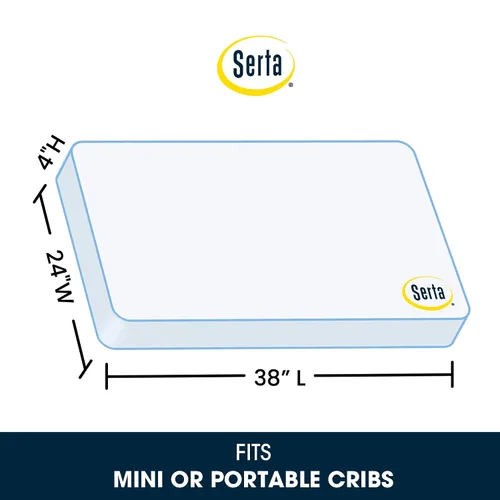 Vista 3 de Delta Children Serta SleepTrue Colchón para Mini Cuna, Núcleo de Fibra Premium de Origen Sostenible, Funda Hipoalergénica e Impermeable, Certificado