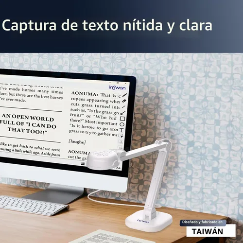 Vista 3 de Cámara de documentos USB INSWAN INS-1 — 8MP Ultra HD, enfoque automático, LED, micrófono incorporado, compatible con Windows, Mac, iPad, Chromebook