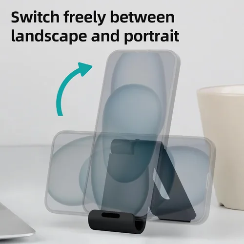 Vista 3 de Rmour Soporte plegable para teléfono celular para escritorio, soporte de teléfono portátil de aluminio ajustable, compatible con iPhone 15, 14, 13