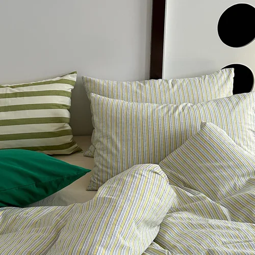 Vista 168 de mixinni Juego de funda de edredón vintage a rayas, tamaño twin, juego de ropa de cama de 3 piezas, 100% algodón lavado, suave y transpirable, funda