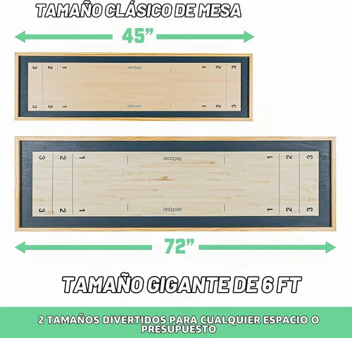 Vista 7 de GoSports Juego 2 en 1 de Shuffleboard de Mesa de 6 pies y Curling con 8 Discos y Bolsa de Transporte