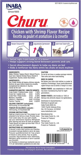 Vista 2 de INABA - Golosinas Churu para gatos, puré cremoso para gatos, sin cereales, que se puede lamer y exprimir / suplemento con vitamina E y taurina, 0.5