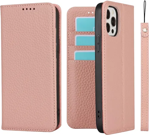 Vista 16 de iCoverCase Funda tipo cartera compatible con iPhone 13 Pro Max con tarjetero y correa para la muñeca, bloqueo RFID, funda magnética para teléfono