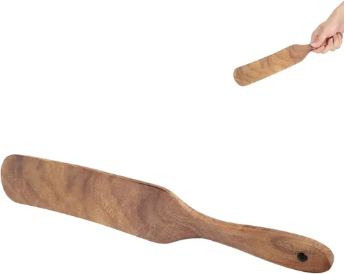 Vista 11 de Spurtles de madera, utensilios de cocina de madera de teca natural, resistente al calor, antiadherente, utensilios de cocina de madera para servir