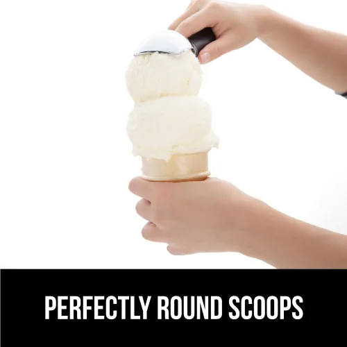 Vista 4 de GORILLA GRIP Cuchara para helado resistente sin BPA, mango ergonómico cómodo, cuchara de grado profesional para porciones redondas perfectas