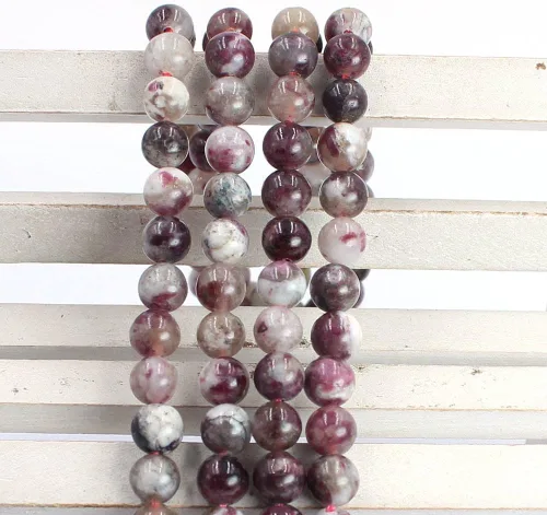 Vista 5 de Jewelry Making Natural 4, 6, 8, 10, 0.472 pulgadas, redonda, ciruela, turmalina, piedras preciosas sueltas, espaciador, cuentas para manualidades