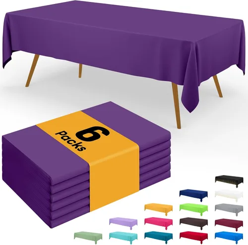 Vista 54 de Smiry - Juego de 6 manteles desechables, 54 x 78 pulgadas, manteles impermeables rectangulares para fiestas, cubierta de mesa de plástico