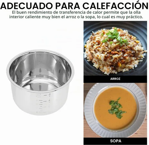 Vista 2 de Olla a presión eléctrica de repuesto para olla interior de cocina, olla interior antiadherente de acero inoxidable de 4.2 cuartos de galón, repuesto