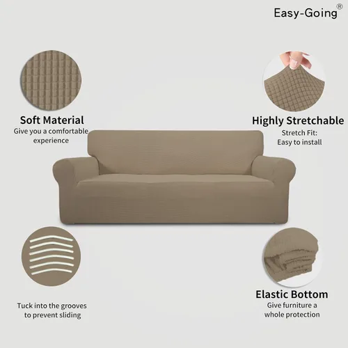 Vista 199 de Easy-Going - Funda elástica sobredimensionada para sofá, 1 pieza, protector muebles, suave, parte inferior elástica, para niños, tela jacquard