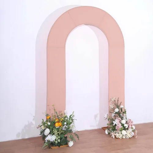 Vista 15 de Efavormart - Funda de arco abierto de elastano beige de 7 pies, doble cara, ajuste cómodo, en forma de U, para bodas escandalosas y decoración