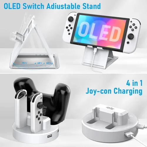Vista 6 de Switch OLED Accessories Bundle for Nintendo Switch OLED Upgraded 2023 HSTOP, 27 In 1 Accessories Gift for Christmas with OLED Protective Case, OLED