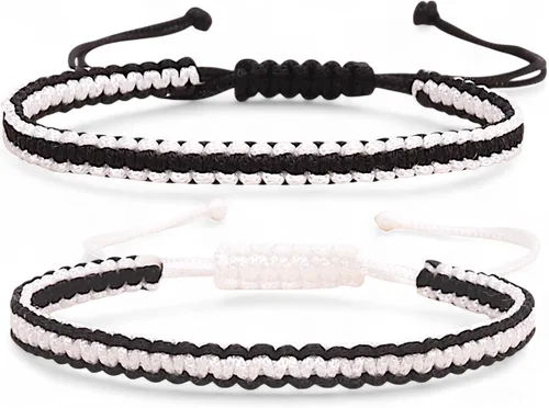 Vista 7 de 2 piezas de pulseras a juego de color rojo y negro para mejores amigos y parejas, regalo para cumpleaños, novio, novia, mejores amigos, amistades